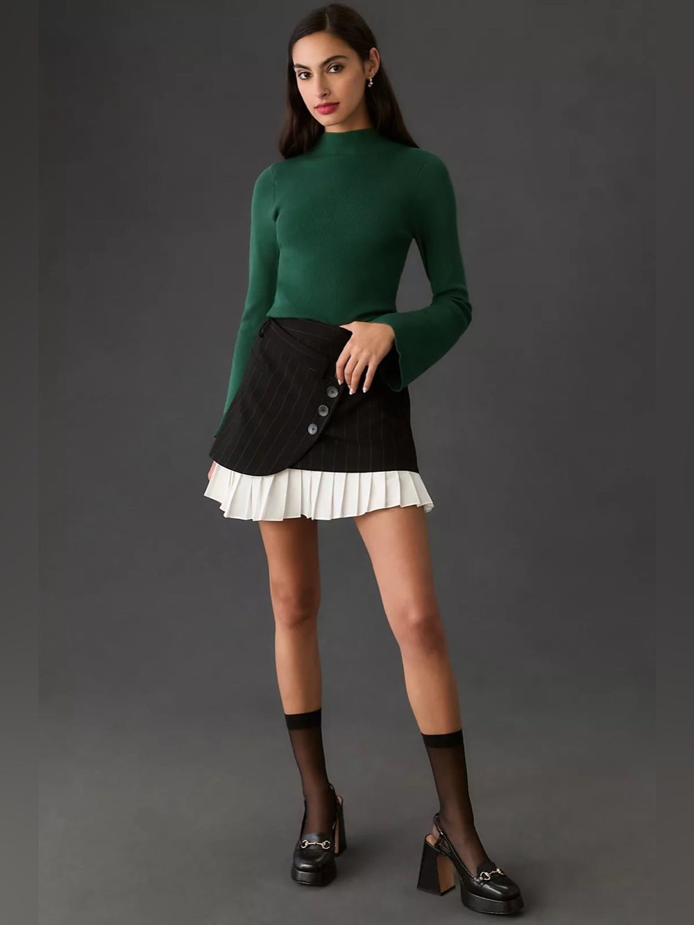 Anthropologie The Arlowe Bell-Sleeve Sweater by Maeve green size S